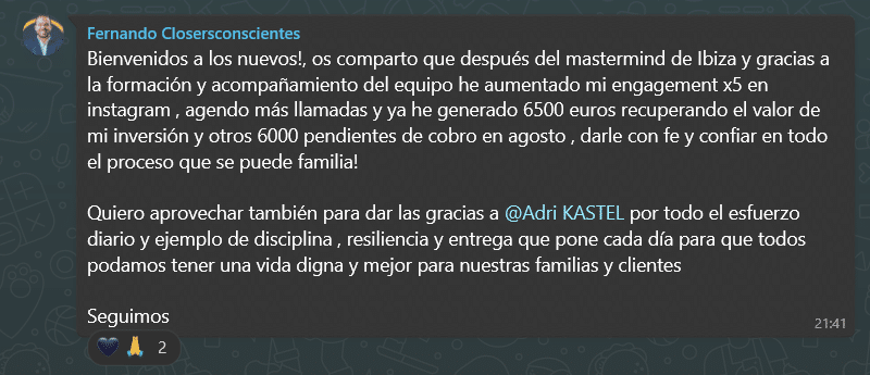 opinión del circulo cercano de Adri Kastel